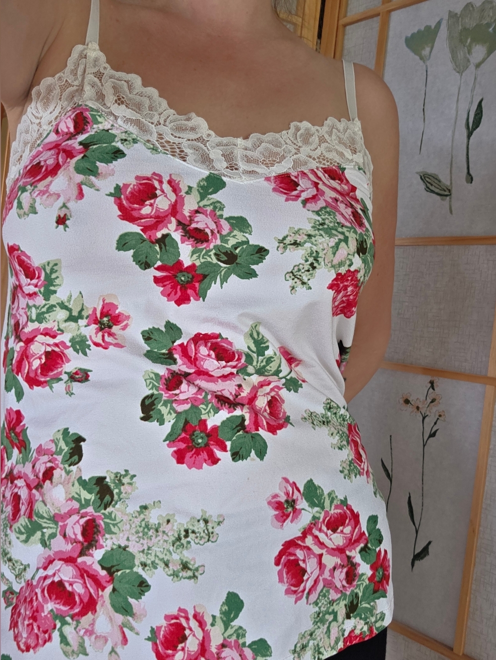 Flora Rose & Lace Trim Camisol